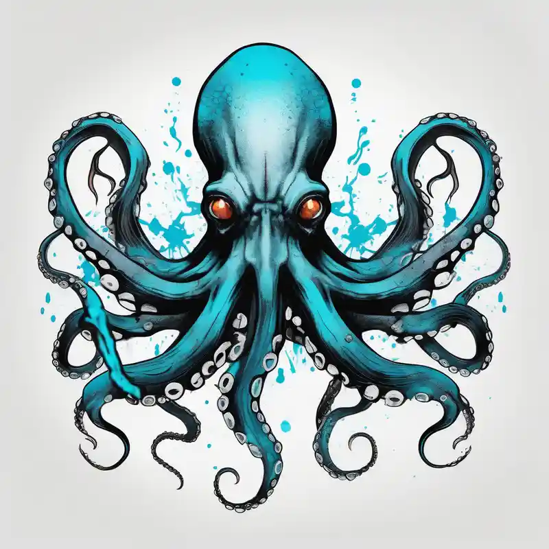 watercolor style 2025年のタコタトゥーアイデア about octopus with neon Blue suckers tattoo half sleeve tattoos for men and octopus with neon Blue suckers tattoo half sleeve tattoos for men